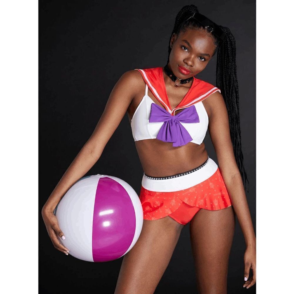 Sailor Moon Pretty Guardian Sailor Mars Cosplay Bikini Swim suit Set S